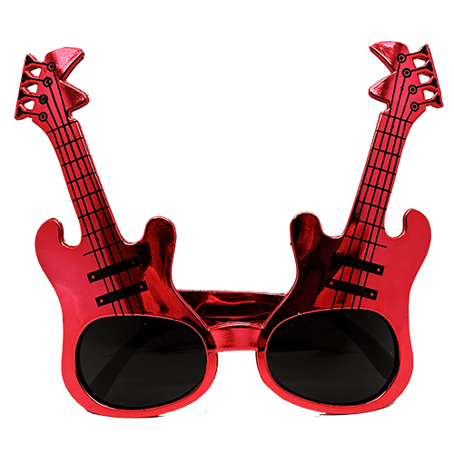Kırmızı Renk Gitar Şekilli Parti Gözlüğü