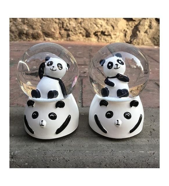 Sevimli Panda Işıklı Küçük Boy Kar Küresi 12 Adet