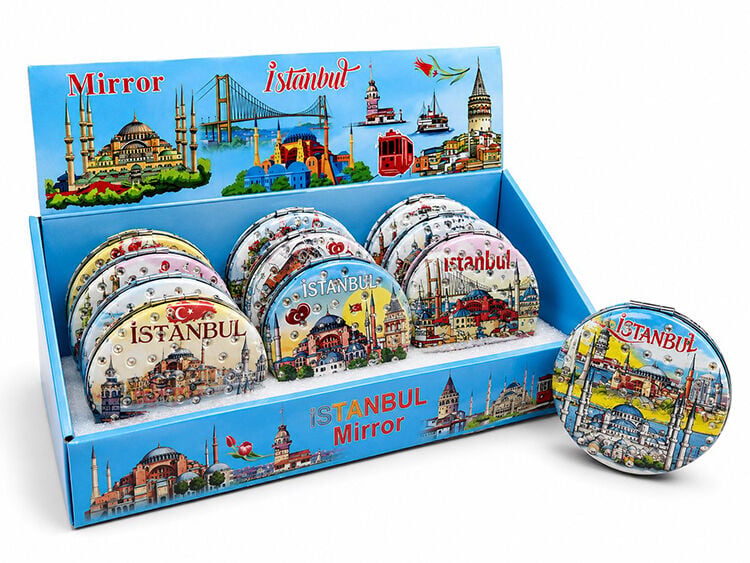 Taşlı İstanbul Temalı Kalın El Aynası Alk5821
