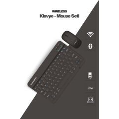 Siyah Kablosuz Klavye Ve Mouse Seti