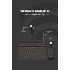Siyah Kablosuz Klavye Ve Mouse Seti