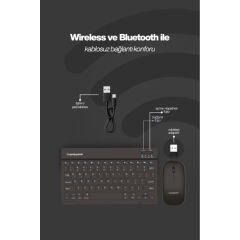 Siyah Kablosuz Klavye Ve Mouse Seti