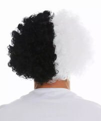 Siyah Beyaz Kıvırcık Afro Bonus Taraftar Peruğu