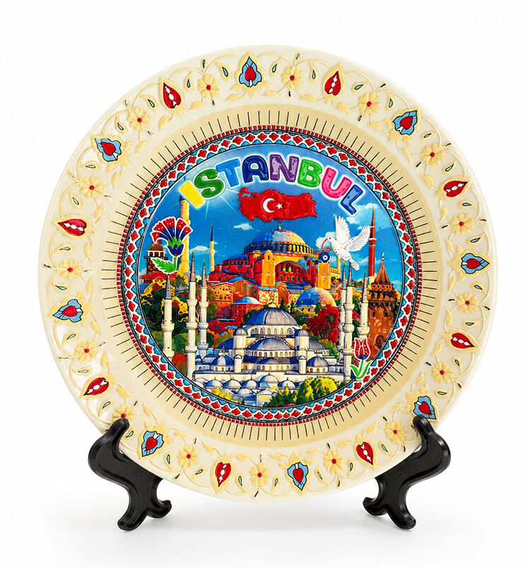 İstanbul Temalı Porselen Dekoratif Tabak 12 Cm Alk5837