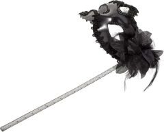 Siyah Işıltılı Tutmalı Fotoğraf Çekimi Maskesi