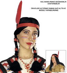 Tüylü Örgülü Kızılderili Parti Peruğu