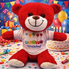 Happy Birthday Peluş Kırmızı Ayı