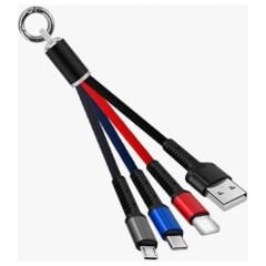 Anahtarlık Çoklu Şarj Kablosu 4 Başlıklı