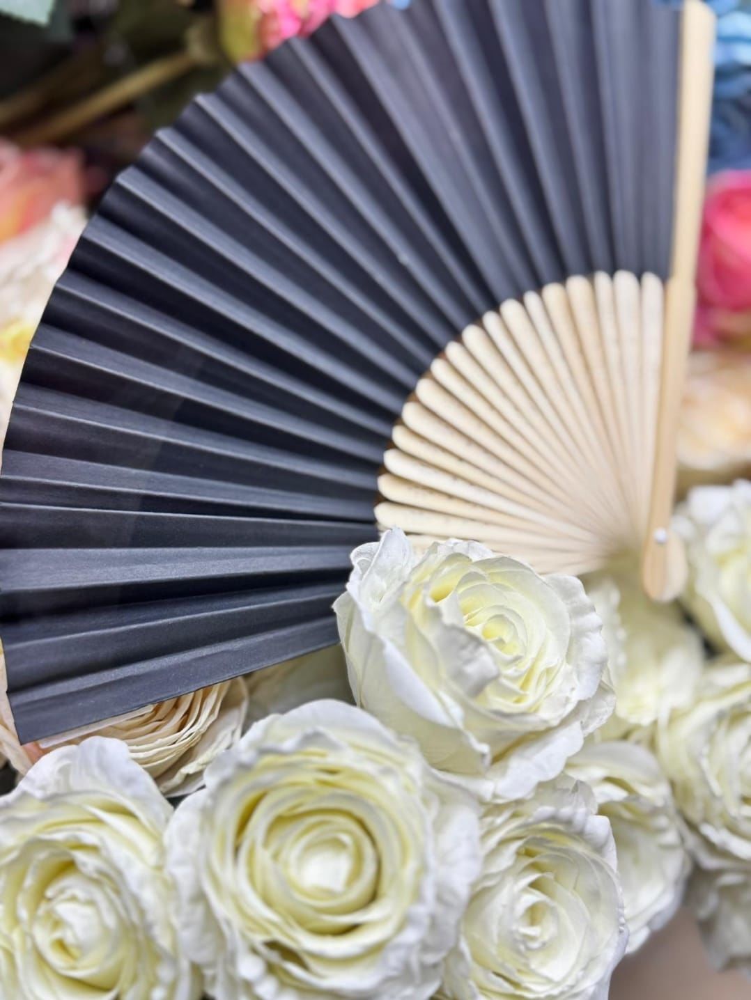 Ahşap Kağıt Yelpaze Siyah