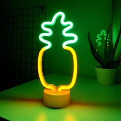 Dekoratif Ananas Tasarımlı Neo Led Çift Renkli Lamba