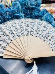 Bambu Dantelli Yelpaze Krem