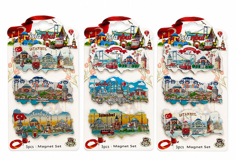 İstanbul Temalı Silikon Buzdolapı Süsü Magnet 3'Lü Set Alk5811