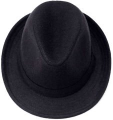 Çocuk Boy Siyah Kumaş Fötr Şapka Gösteri Şapkası Michael Jackson Şapkası 54 No