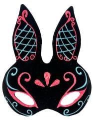 Siyah Mavi Kırmızı Tavşan Maskesi