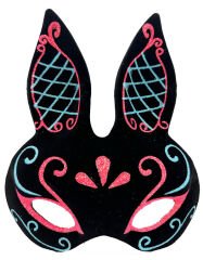 Siyah Mavi Kırmızı Tavşan Maskesi