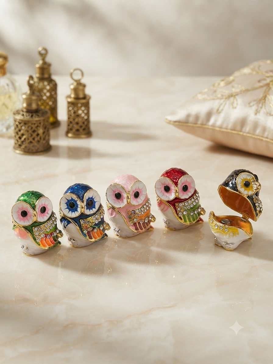Swarovski Taşlı Baykuş Biblosu 5li Set