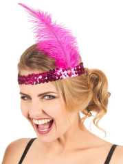 Fuşya Renk Çarliston Saç Bandı