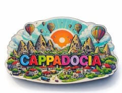 Kapadokya Temalı Ahşap Buzdolabı Magneti Model 5