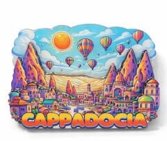 Kapadokya Temalı Ahşap Buzdolabı Magneti Model 4