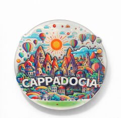 Kapadokya Temalı Ahşap Buzdolabı Magneti Model 3