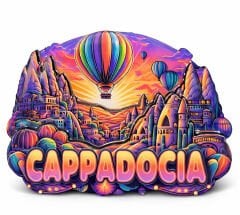 Kapadokya Temalı Ahşap Buzdolabı Magneti Model 2