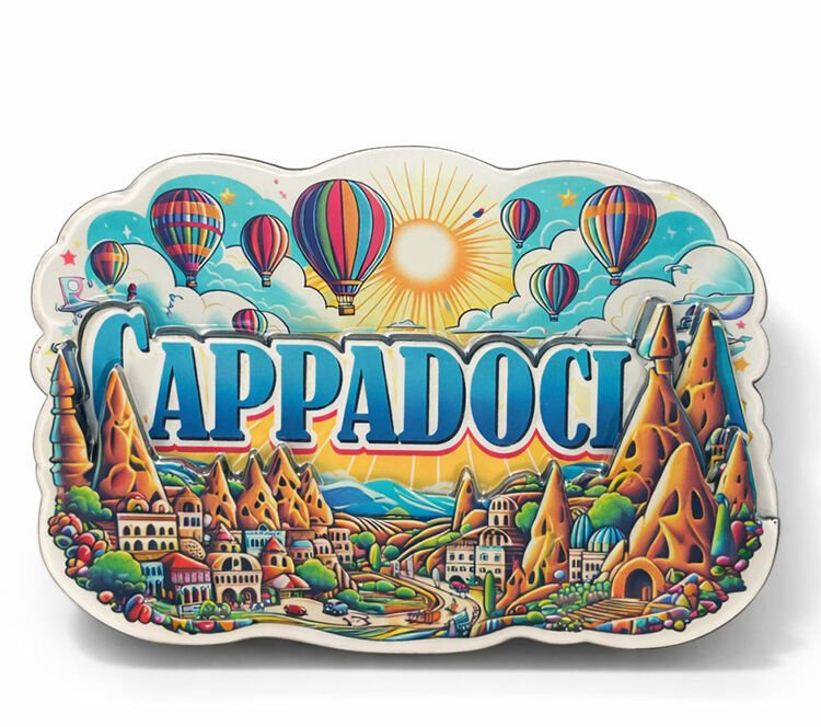 Kapadokya Temalı Ahşap Buzdolabı Magneti Model 1