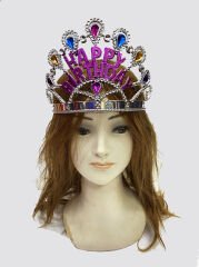 Gümüş Renk Happy Birthday Yazılı Doğum Günü Tacı