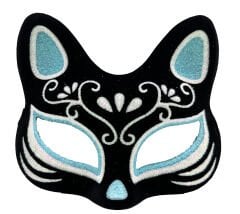 Siyah Süet Gümüş Mavi Simli Kedi Maskesi