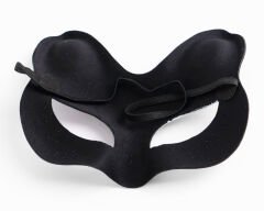 Siyah Süet Gümüş Mavi Simli Kedi Maskesi