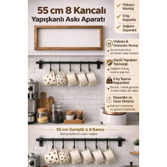 8 Kancalı Yapışkanlı Askı Aparatı