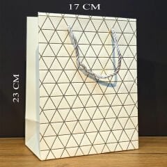 Beyaz Desenli Küçük Boy Hediye Çantası