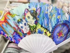 Plastik Kedi Tasarımlı Yelpaze