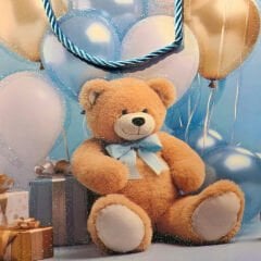 Büyük Boy Ayıcıklı Karton Hediye Çantası