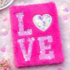 Love Tasarımlı Peluş Defter