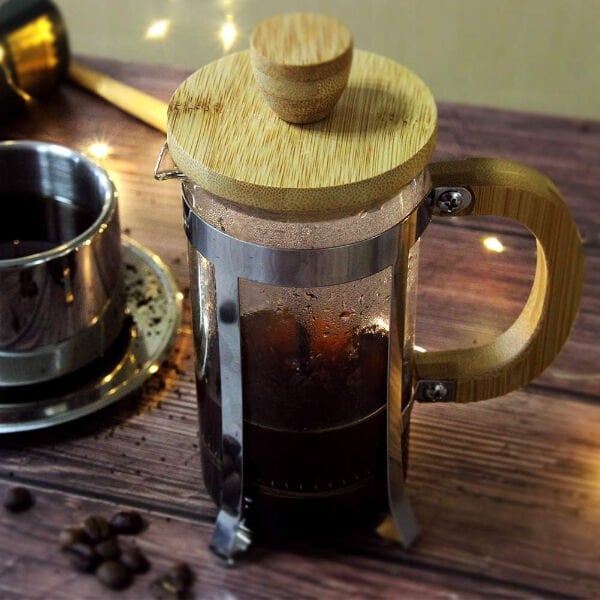 Ahşap Detaylı 350 ml Cam French Press