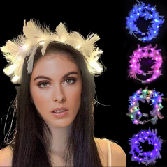 Led Işıklı RGB 3 Fonksiyonlu Otrişli Parti Tacı Beyaz Renk