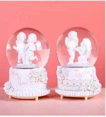 Melek Tasarımlı Işıklı Müzikli Püskürtmeli Büyük Boy Kar Küresi