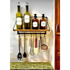 Metal Askılıklı Kahve Köşesi Rafı