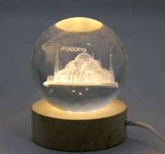 3D İstanbul Temalı Kristal Cam Küre Led Lamba Model 2