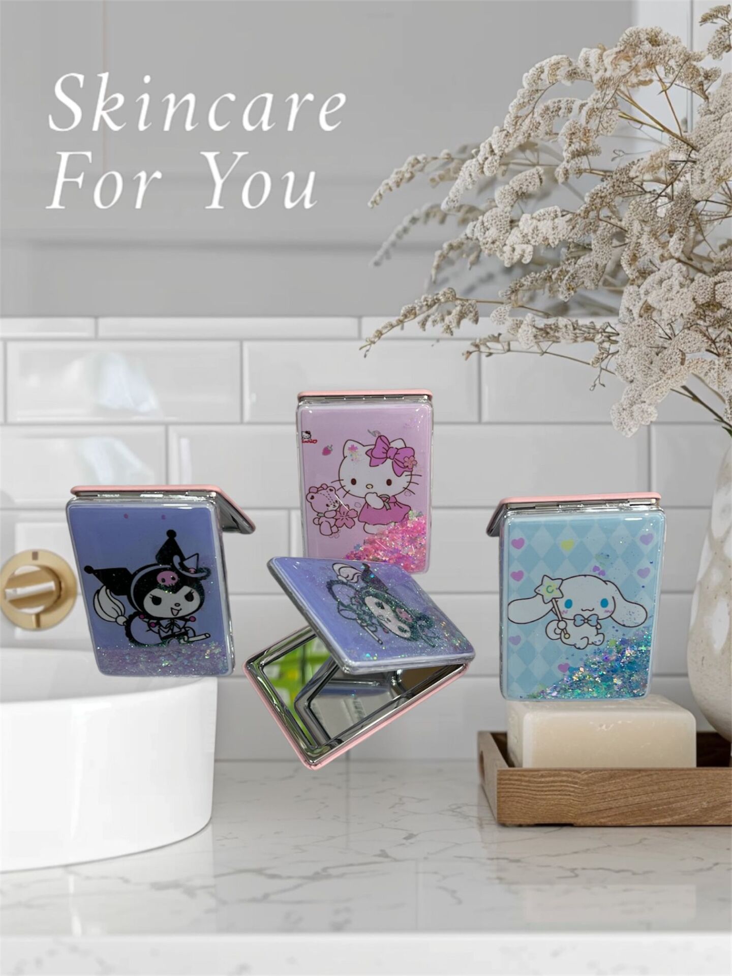 Dikdörtgen Desenli Makyaj Aynası 12 Adet