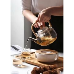 Ahşap Saplı Cam Filtreli Demlik