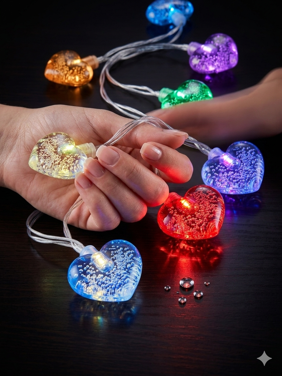 USB Kablolu Dekoratif Renki Işık Kalp Led Lamba 3 Metre