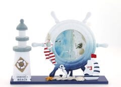 Ahşap Marin Deniz Feneri Dümenli Çerceve Model 1