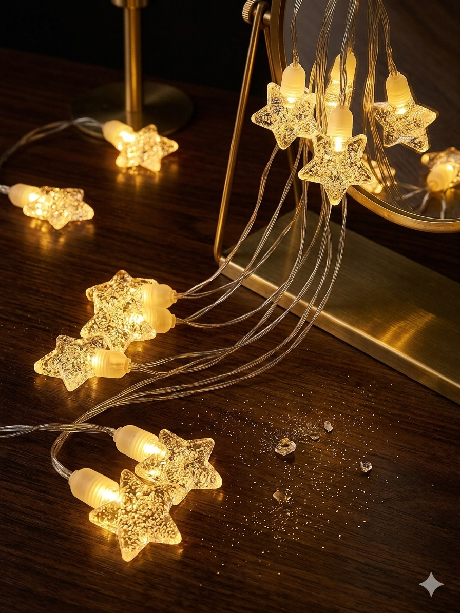 USB Kablolu Dekoratif Gün Işığı Kristal Yıldız Led Lamba 3 Metre