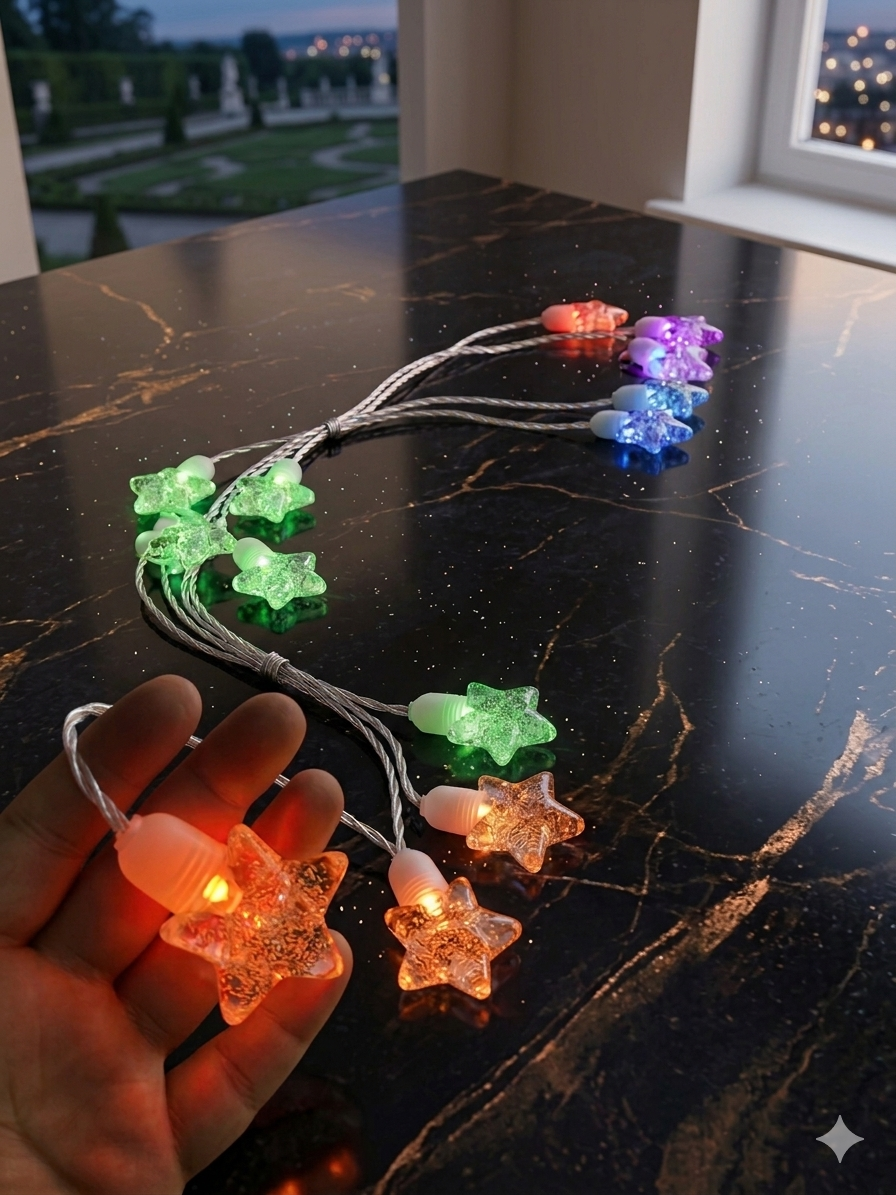 USB Kablolu Dekoratif Renkli Işık Kristal Yıldız Led Lamba 3 Metre