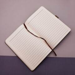 Desenli Siyah Deri Defter Kalem Set