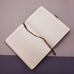 Desenli Siyah Deri Defter Kalem Set