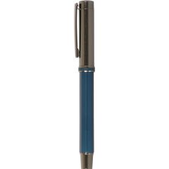 Kutulu Desenli Deri Defter Ve Metal Roller Kalem Set