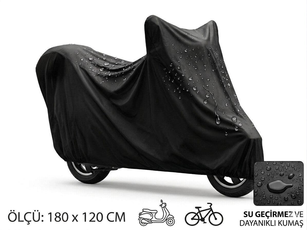 Su ve Toz Geçirmez Motosiklet ve Scooter Koruma Brandası 180x120 cm
