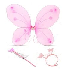 Toz Pembe Kelebek Kanadı Tacı ve Sopası
